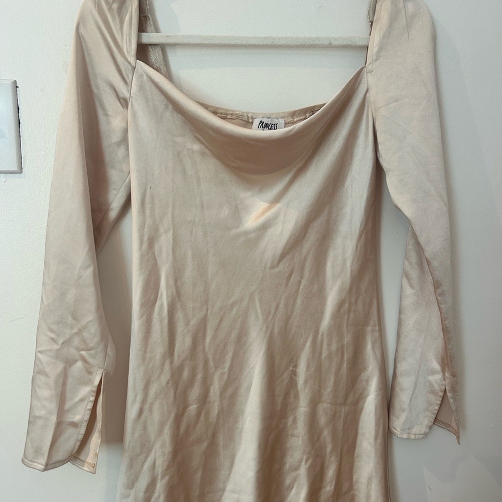 Cream Long Sleeve Dress